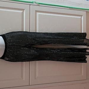 Sexy Sheer Black Flare Pants Silver Dots S